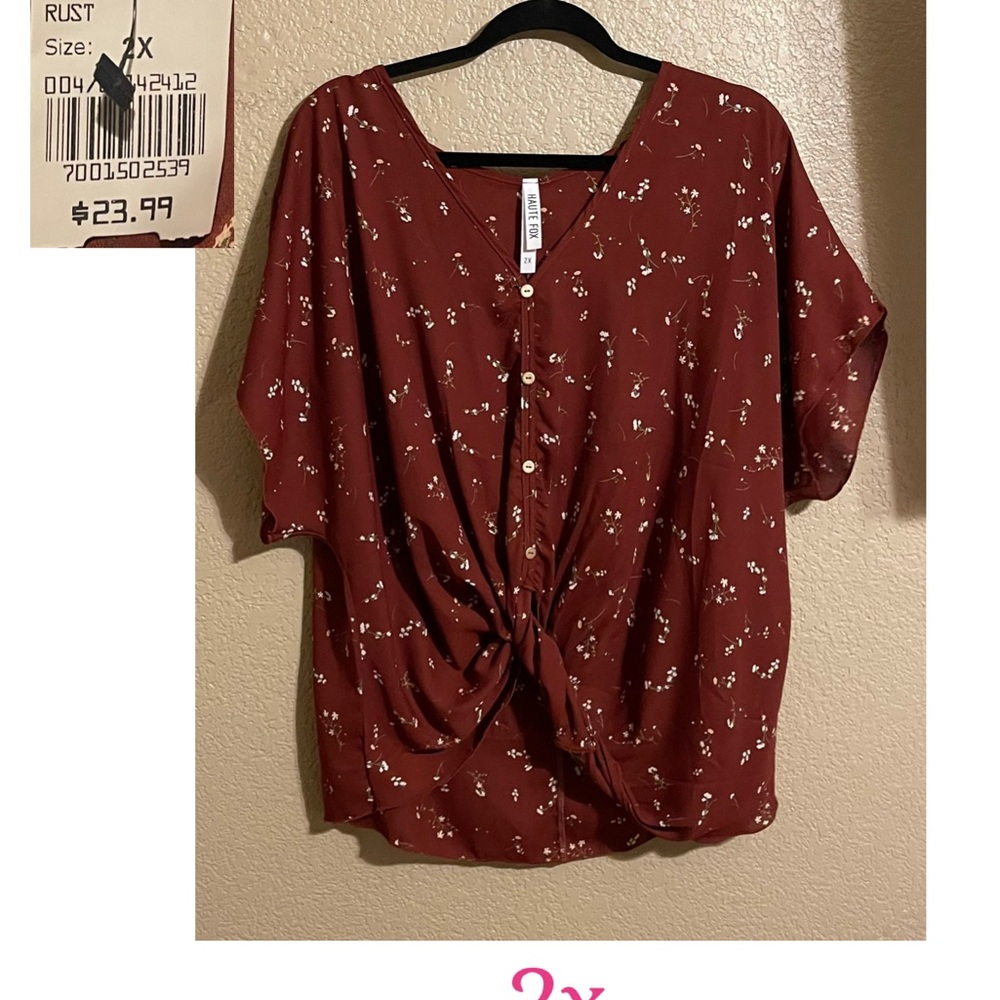 Women's Rust Button-Down Top